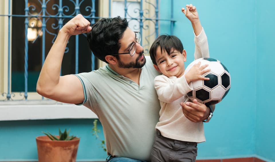 mobile_father and son soccer ball